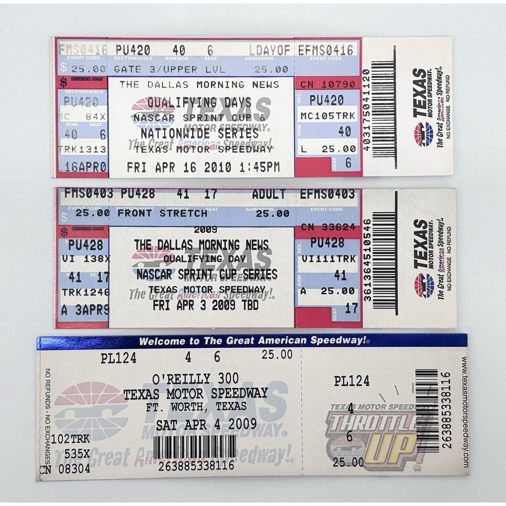 NASCAR Texas Motor Speedway Ticket Lot 2009 2010 O'Reilly‎ 300 Qualifying